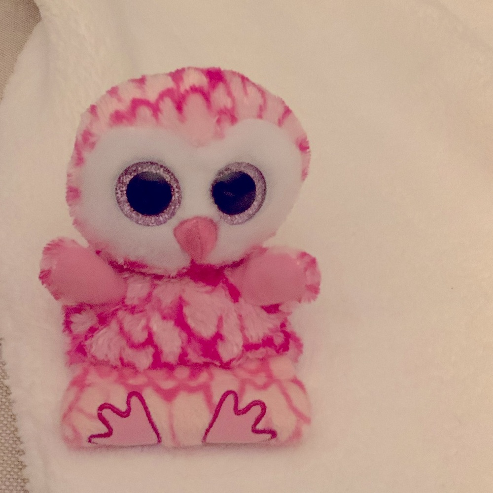 TY Plush Pink Owl Beanie Boo Style Toy